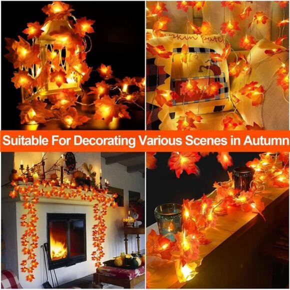 2 Pack Fall Decor Enlarged Maples Leafed Lights Total 20Ft 40LED - Picture 6 of 7